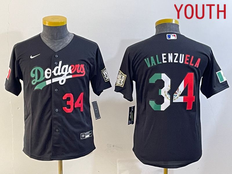 Youth Los Angeles Dodgers #34 Valenzuela Black Game 2024 Nike MLB Jersey style 10293